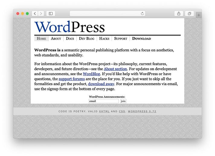 Wordpress antigamente